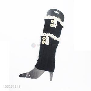 Ready sale women black knitted lace leg warmer