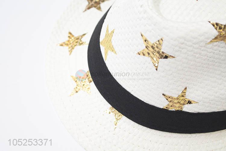 Wholesale Star Pattern Paper Straw Fedora Hat