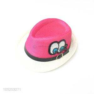 Cartoon Design Paper Straw Billycock Hat Kids Fedora Hat