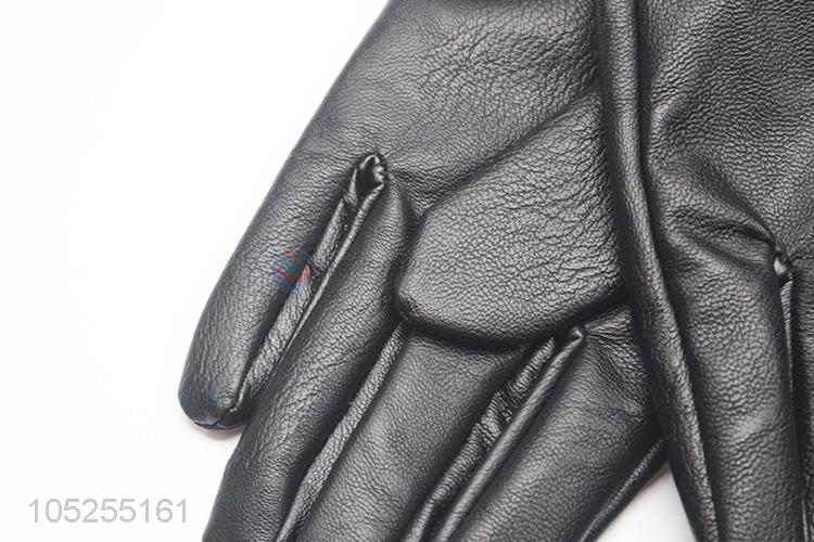 High quality custom men black pu gloves