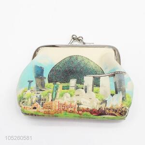 Money Holder Mini Pocket PU Leather Beautiful Scenery Coin Purse