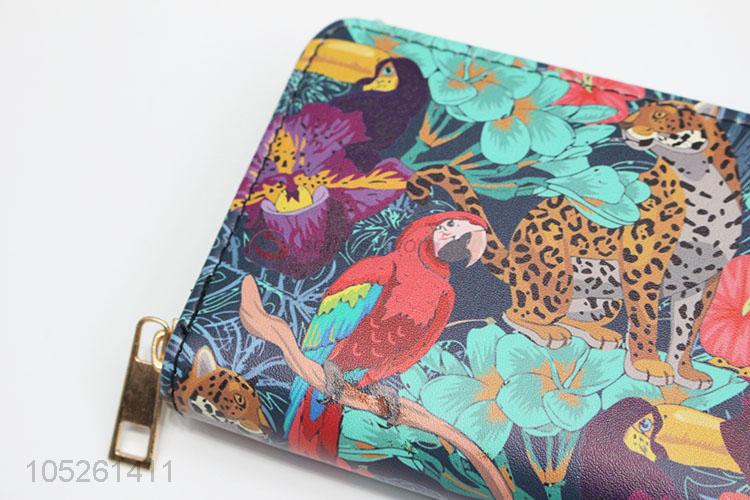 Vintage Flower Pattern Zipper Ladies Purse Women Long Wallet