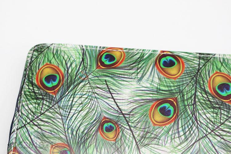 Portable Purse PU Leather Casual Lady Peacock Feather Pattern Cash Wallet