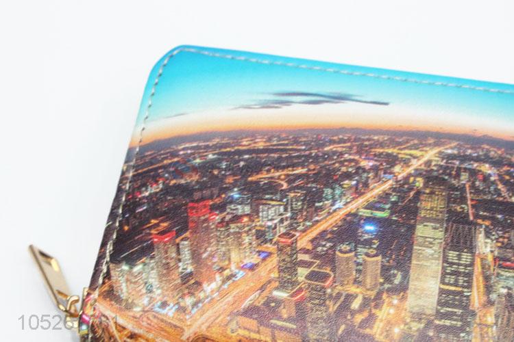 Popular Night View Printing Women Wallets PU Leather Wallet Purse