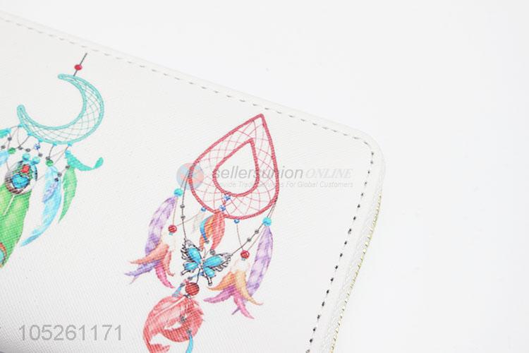 Credit Card PU Leather Women Lovely Dreamcatcher Printed Long Wallet