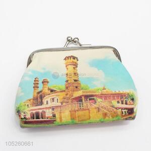 Printed Cartoon PU Leather Famous Building Pattern Coin Purse