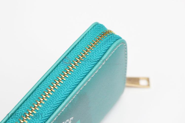 Green Color PU Leather Passport Card Holder Clutch Wallet