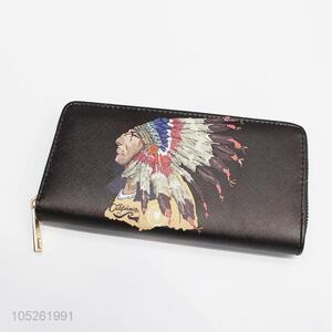 Black Color Indians Printed Travel Gift Long Card Holder Women Wallet