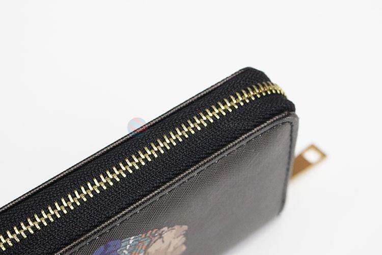 Black Color Indians Printed Travel Gift Long Card Holder Women Wallet