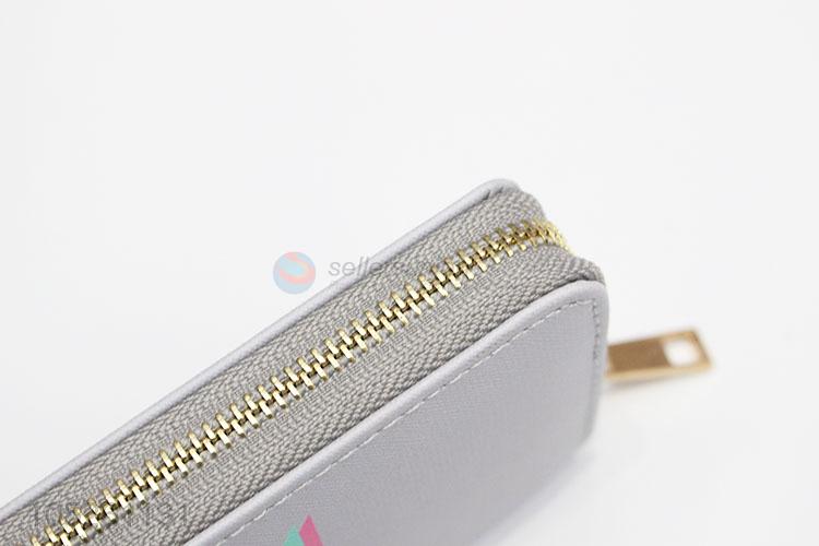 Grey Color Letters Prinitng Women Clutch Long Wallet