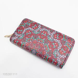 Women Zipper Vintage Flower Pattern Coin Purses Women Wallet