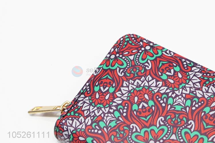 Women Zipper Vintage Flower Pattern Coin Purses Women Wallet