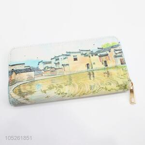 Classic Chinese Building Printed Women Wallet Card Holder Wallet