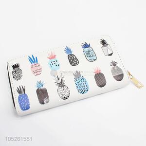 Promotional Woman PU Leather Cute Pineapple Long Zipper Wallet