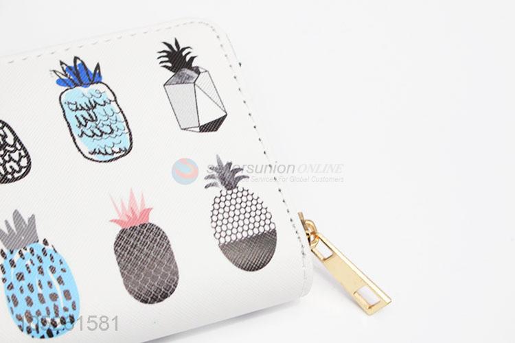 Promotional Woman PU Leather Cute Pineapple Long Zipper Wallet