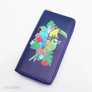 Vintage Bird Designer Printed PU Leather Long Wallet for Women