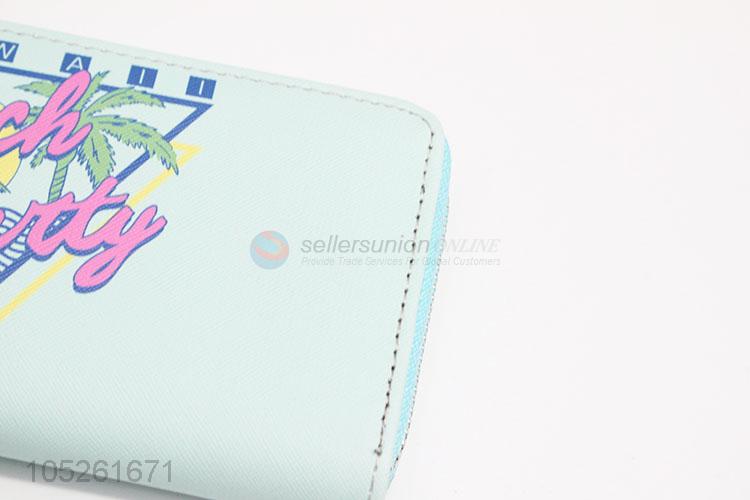 Light Green Casual Travel Card Holder Long Wallet for Women