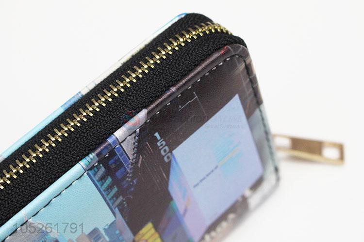 Charming Love Gift PU Leather Famous Time Square Printed Woman Wallet