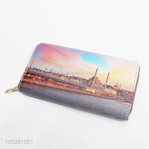 Ladies Wallet Women Famous Building Long Section Europe Zipper Wallet