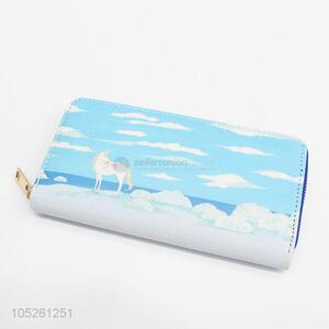 Women Cartoon Unicorn Pattern Wallet Phone Purse Travel Fold Over Wallet