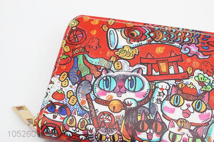 Lady Wallet Cute Cartoon Cats Pattern Handbag Woman PU Leather Wallet