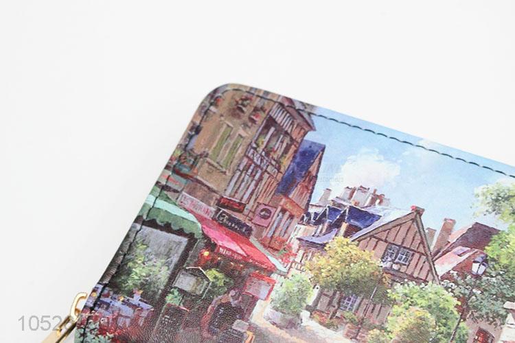 Clasp Closure Beautiful Landscape Pattern Evening Clutch Wallet for Women