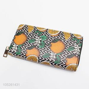 High Quality Orange Pattern Wallets Women Long Wallet Ladies Purse Wallet