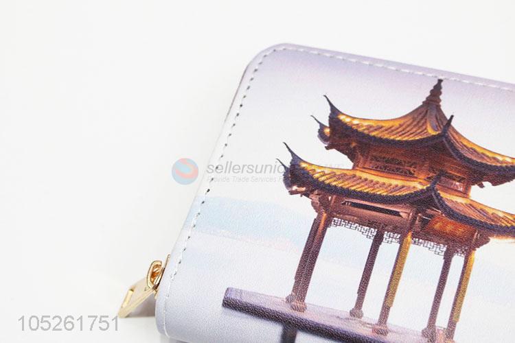 Lady Vintage Pavilion Pattern Wallet Handbag Woman Pocket Wallet