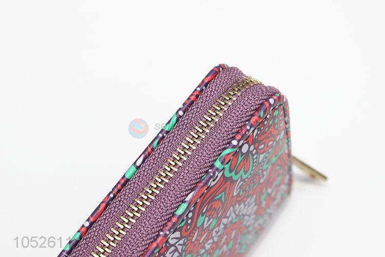 Women Zipper Vintage Flower Pattern Coin Purses Women Wallet