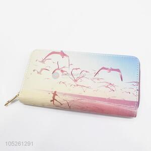 Hot Selling Bird Printed Woman Long Wallet for Wholesale