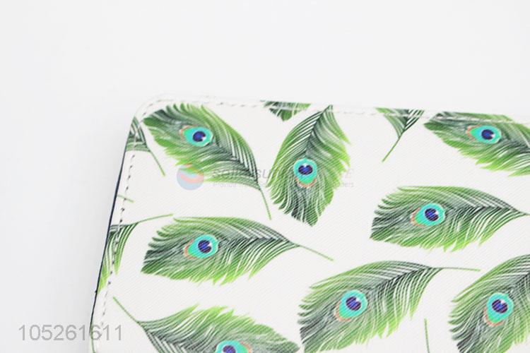 Peacock Feather Printed PU Leather Clutch Wallet for Women