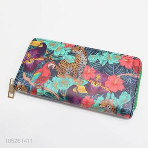 Vintage Flower Pattern Zipper Ladies Purse Women Long Wallet