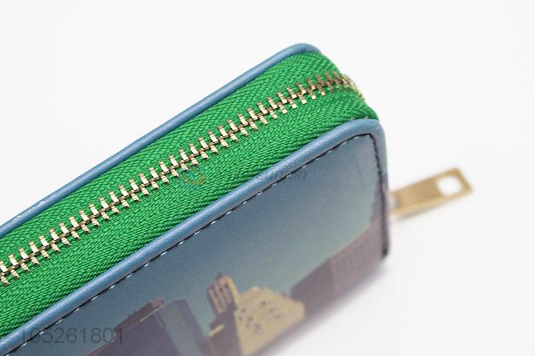 Fashion Famous Building Pattern PU Leather Wallet for Women