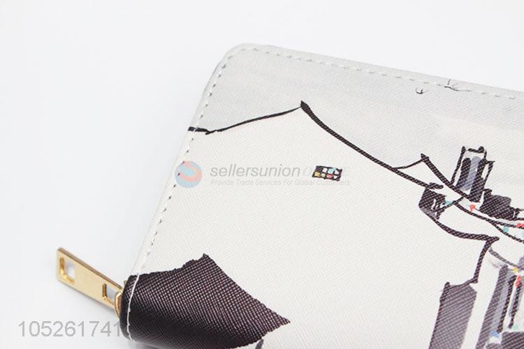 High Quality PU Leather Chinese Painting Wallet Card Holder