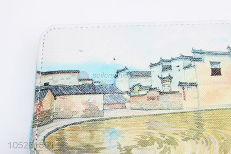 Classic Chinese Building Printed Women Wallet Card Holder Wallet