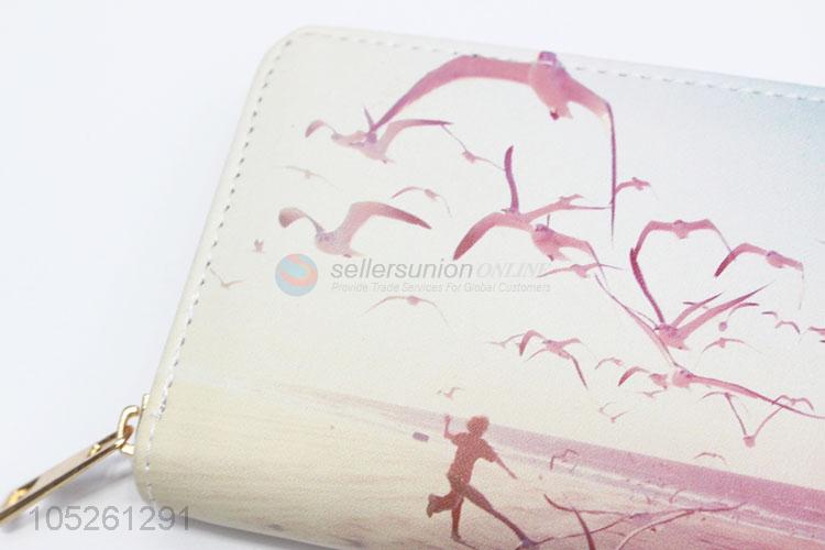 Hot Selling Bird Printed Woman Long Wallet for Wholesale