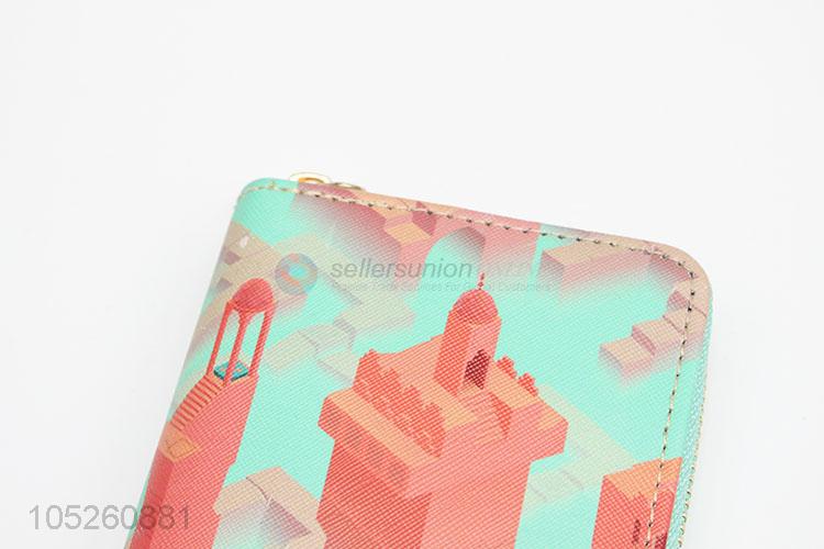 Retro Women PU Leather Abstract Painting Clutch Wallet