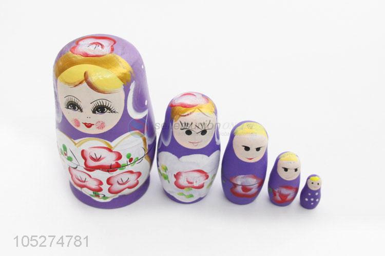 Portable 5Pcs/Set Babushka Matryoshka Gifts Hand Paint Doll Toys for Children