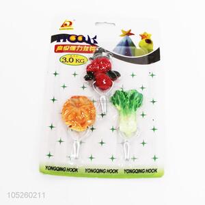 Wholesale new design 3pcs plastic vegetable shape sticky hooks