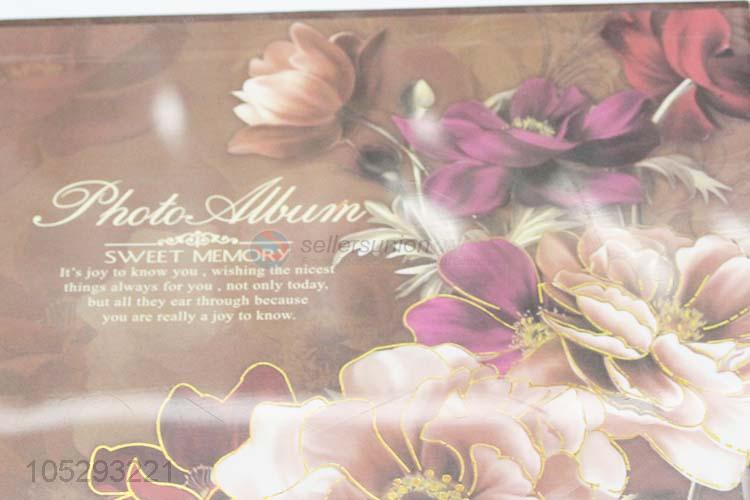 Factory Wholesale Flower Pattern Cover Wedding Photo Album with Transparent Inside Pages