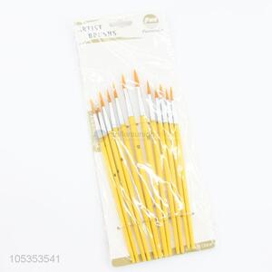 Promotional Item 12pcs Yellow Paint Brushes for Art Student Drawing