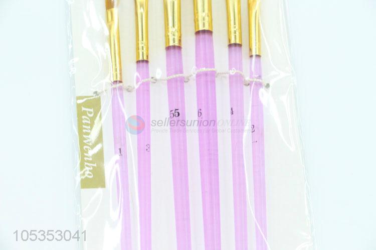 Factory Price 6pcs Flat Head Watercolor Drawing Paintbrush Art Supplies