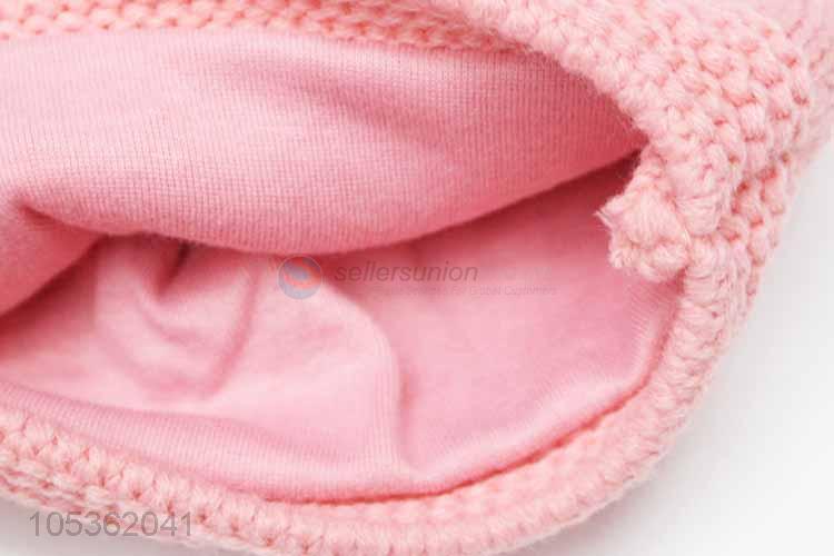 Top Sale Pink Knitting Cap for Girl Children