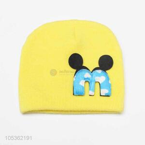 New Style Yellow Knitting Cap for Girl Children