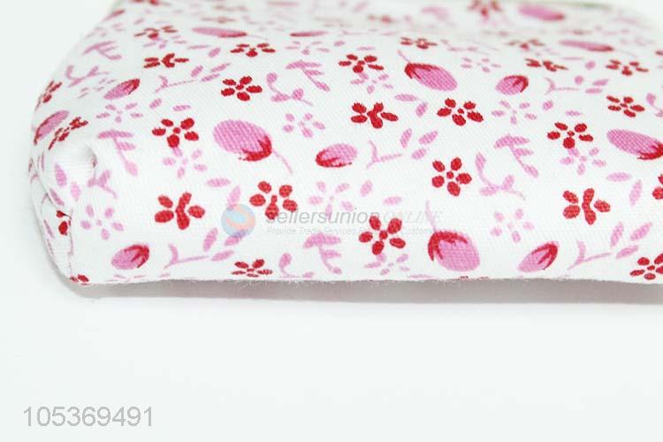 Fashion Design Latest Pink Little Flower Printed Zipper Coin Purse