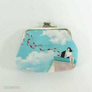 Eco-Friendly PU Leather Cartoon Girl Printed Change Money Wallet