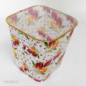 Best selling exquisite flower printed trash can