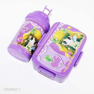 Ready sale kids plastic lunch box+water bottle set