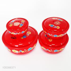 Hot selling red 4pcs plastic lunch box