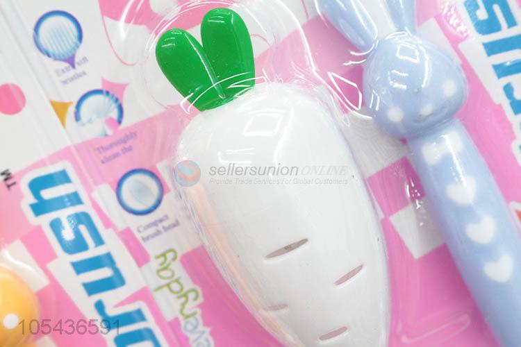 Custom Cute Rabbit Shape Toothbrush With Carrot Set